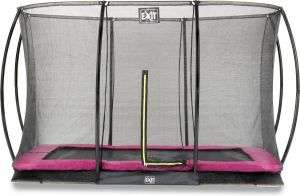 EXIT Silhouette verlaagde trampoline met veiligheidsnet rechthoekig 244 x 366 cm roze