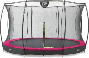 EXIT Toys EXIT Silhouette verlaagde trampoline met veiligheidsnet rond 305 cm roze