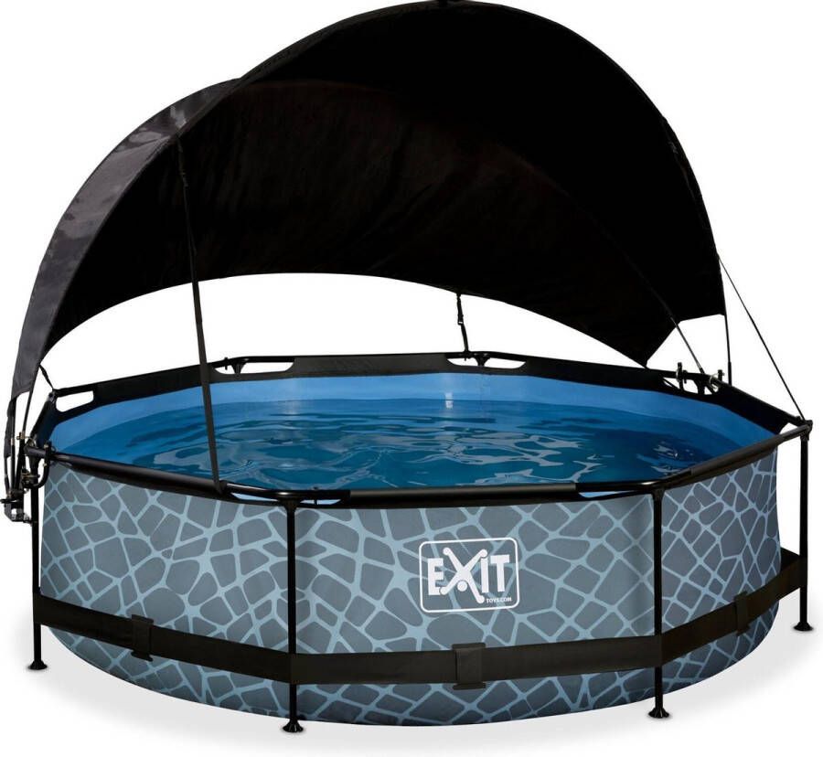 EXIT Toys EXIT Stone zwembad ø300x76cm met filterpomp en schaduwdoek grijs