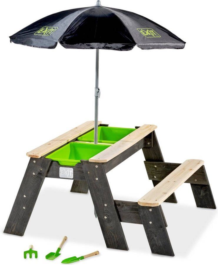 EXIT Toys Exit Aksent Zand- Water- En Picknicktafel (1 Bankje) Met Parasol En Tuingereedschap