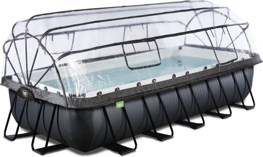 EXIT Toys Exit Black Leather Zwembad 540x250x100cm Met Zandfilterpomp En Overkapping Zwart