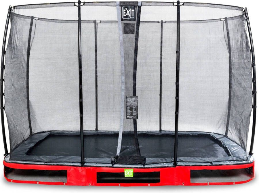 EXIT Toys EXIT Elegant inground trampoline rechthoek 214x366cm met Economy veiligheidsnet- rood