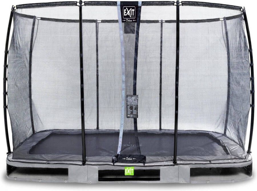 EXIT Toys EXIT Elegant Premium inground trampoline rechthoek 214x366cm met Deluxe veiligheidsnet- grijs