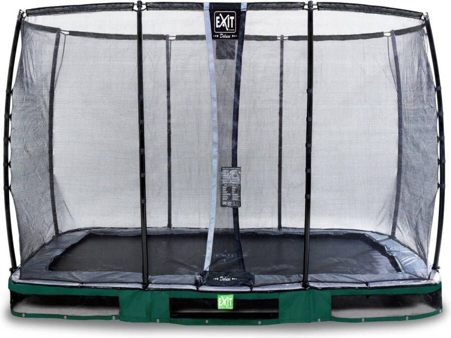 EXIT Toys EXIT Elegant Premium inground trampoline rechthoek 214x366cm met Deluxe veiligheidsnet- groen