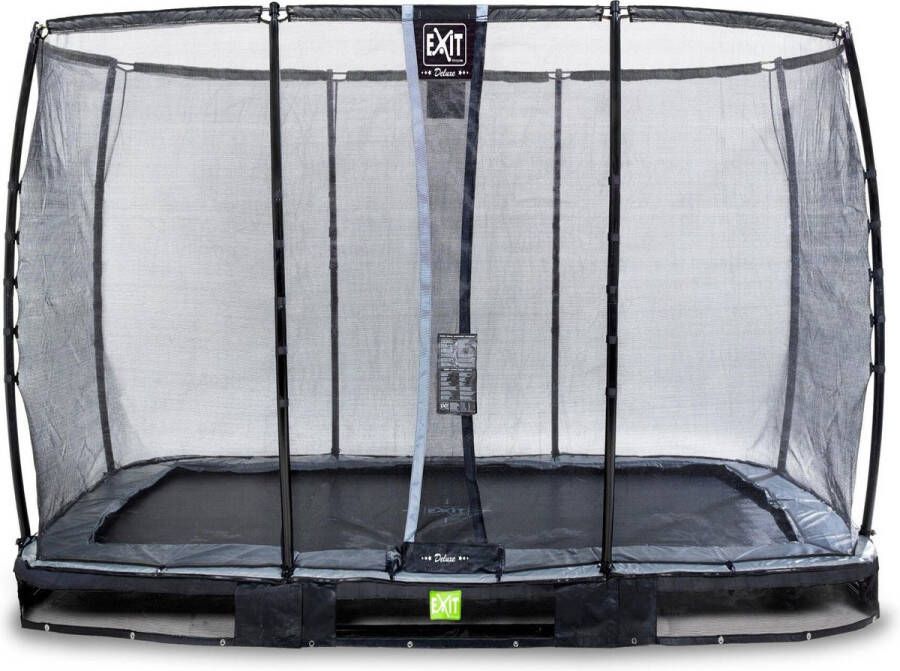 EXIT Toys EXIT Elegant Premium inground trampoline rechthoek 214x366cm met Deluxe veiligheidsnet- zwart