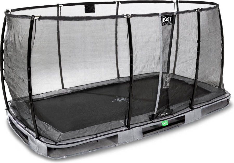 EXIT Toys EXIT Elegant Premium inground trampoline rechthoek 244x427cm met Deluxe veiligheidsnet- grijs