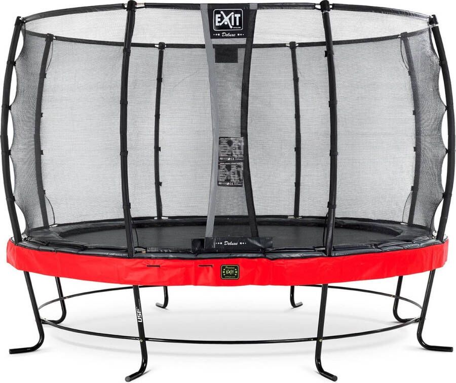 EXIT Toys Exit Elegant Premium Trampoline Met Veiligheidsnet Rond Deluxe 366 Cm Rood