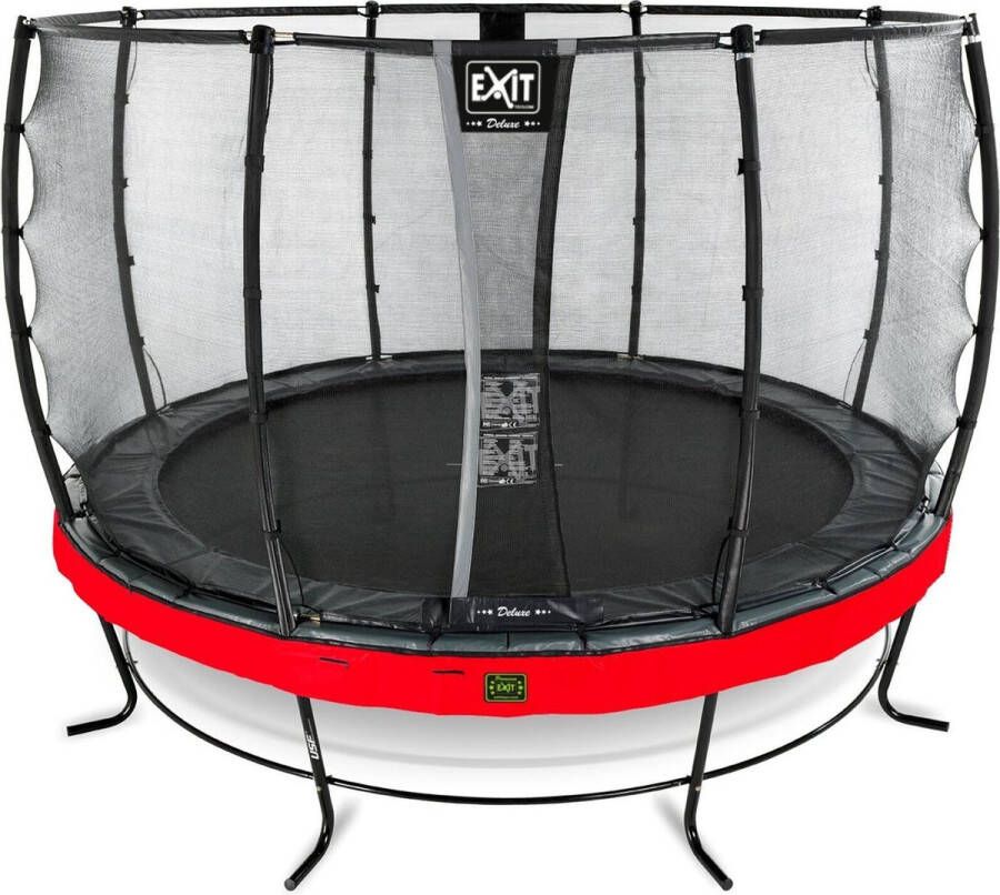 EXIT Toys Exit Elegant Premium Trampoline Met Veiligheidsnet Rond Deluxe 427 Cm Rood