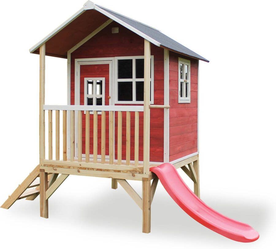 EXIT Toys EXIT speelhuis Loft 300 met glijbaan rood