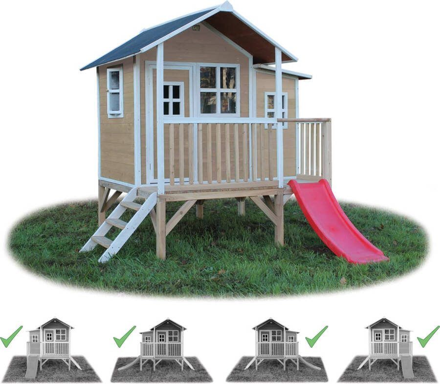 EXIT Toys EXIT Loft 350 speelhuisje met glijbaan naturel