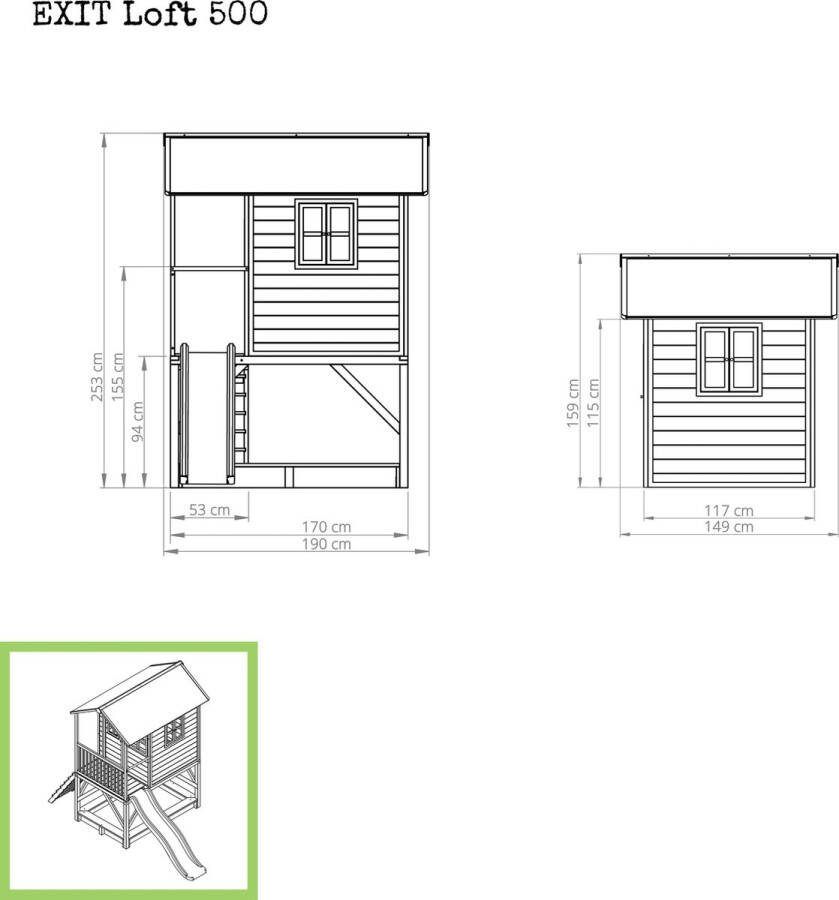 EXIT Toys EXIT speelhuis Loft 500 met glijbaan rood