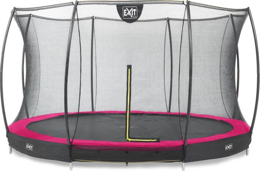 EXIT Toys EXIT Silhouette verlaagde trampoline met veiligheidsnet rond 366 cm roze