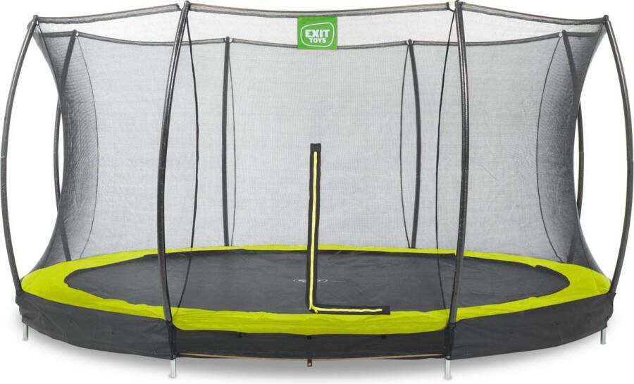 EXIT Toys EXIT Silhouette verlaagde trampoline met veiligheidsnet rond 427 cm lime