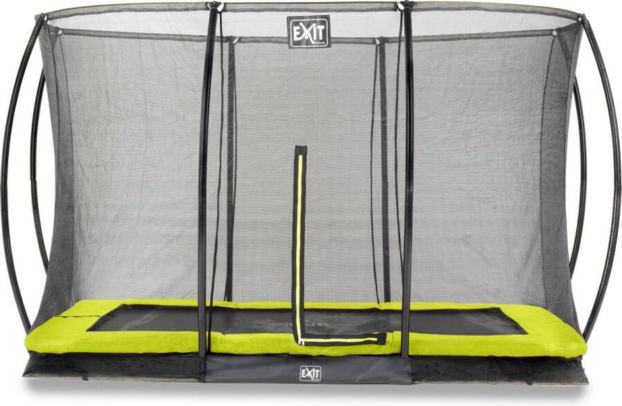 EXIT Toys EXIT Silhouette verlaagde trampoline met veiligheidsnet rechthoekig 244 x 366 cm limegroen