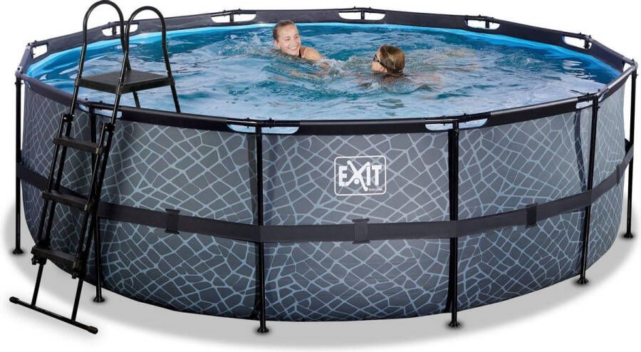 EXIT Toys EXIT Stone zwembad ø427x122cm met filterpomp grijs
