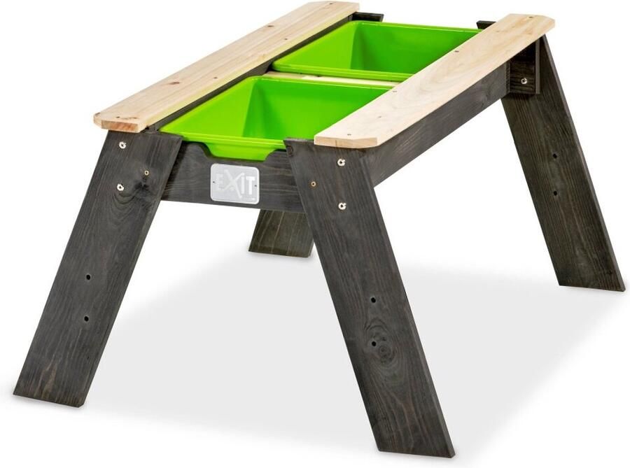 EXIT Toys Aksent Zandtafel & Watertafel van Hout Speeltafel & Picknicktafel Voor Kinderen in de Tuin 100% FSC Cederhout Met 2 Uitneembare Bakken & Deksel 69x94x50cm