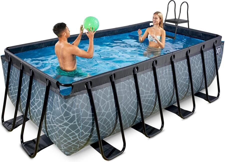 Exit Toys Exit Opzetzwembad Stone 400x200x122cm Met Zandfilterpomp En Trap