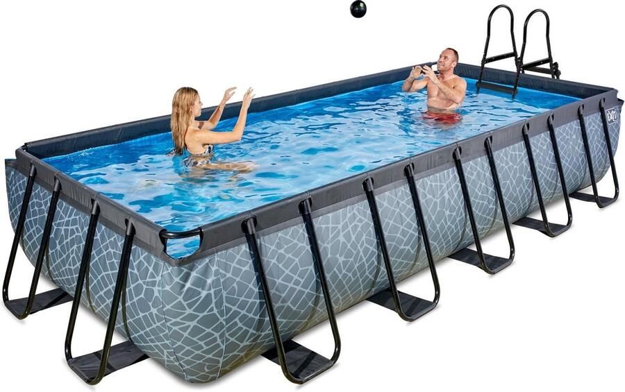 EXIT Toys EXIT Stone zwembad 540x250x100cm met filterpomp grijs