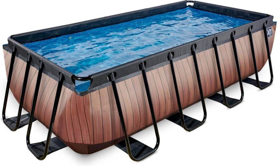 EXIT Toys EXIT Wood zwembad 400x200x100cm met filterpomp bruin