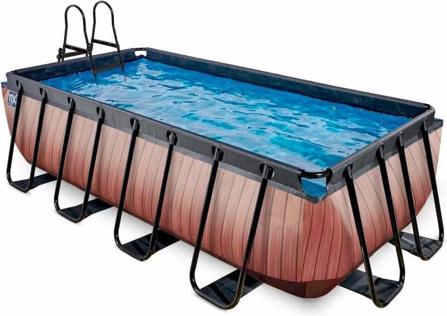 EXIT Toys EXIT Wood zwembad 400x200x100cm met zandfilterpomp bruin