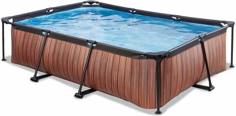 EXIT Wood zwembad 220x150x65cm met filterpomp bruin