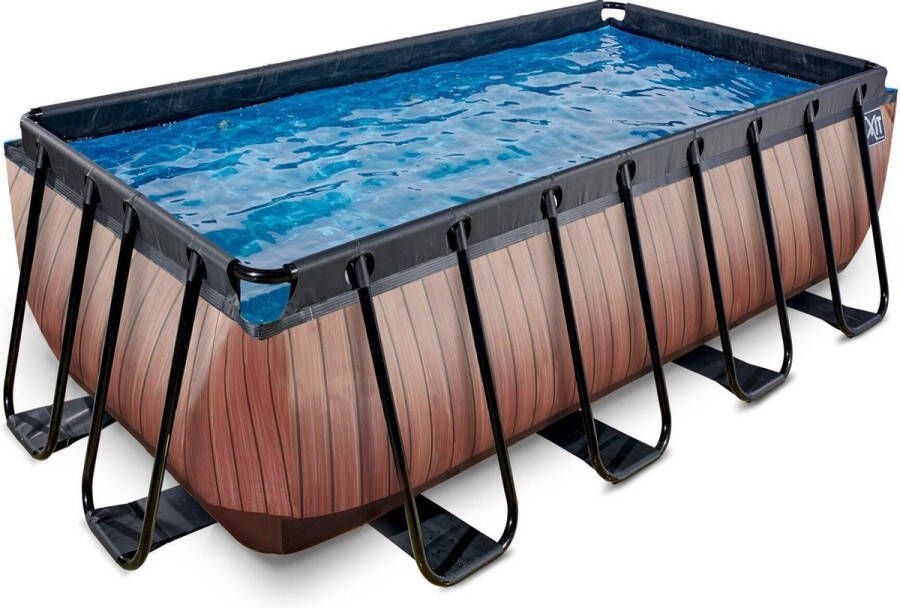 EXIT Wood zwembad 400x200x122cm met filterpomp bruin