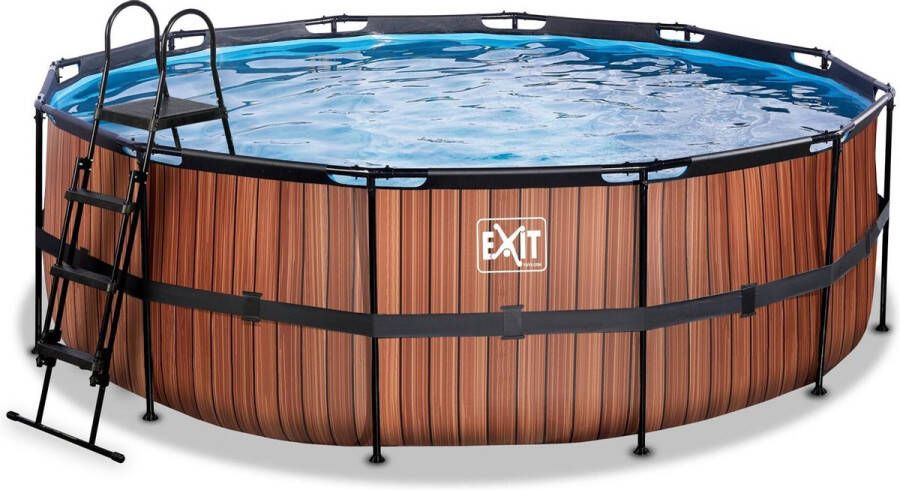 EXIT Toys EXIT Wood zwembad ø427x122cm met zandfilterpomp bruin