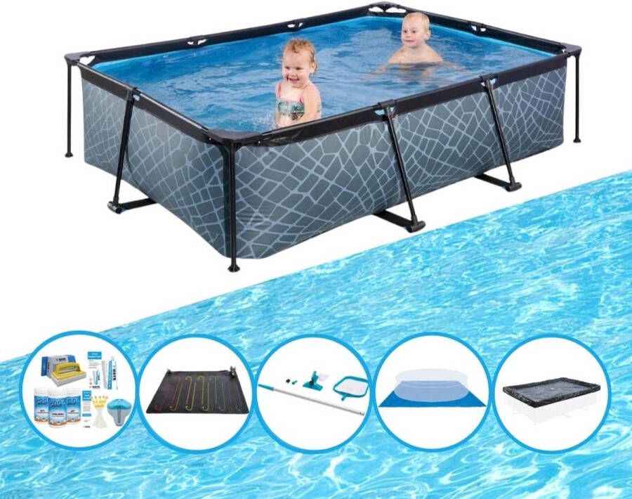 EXIT Toys Exit Zwembad Stone Grey Frame Pool 220x150x60 Cm Inclusief Accessoires