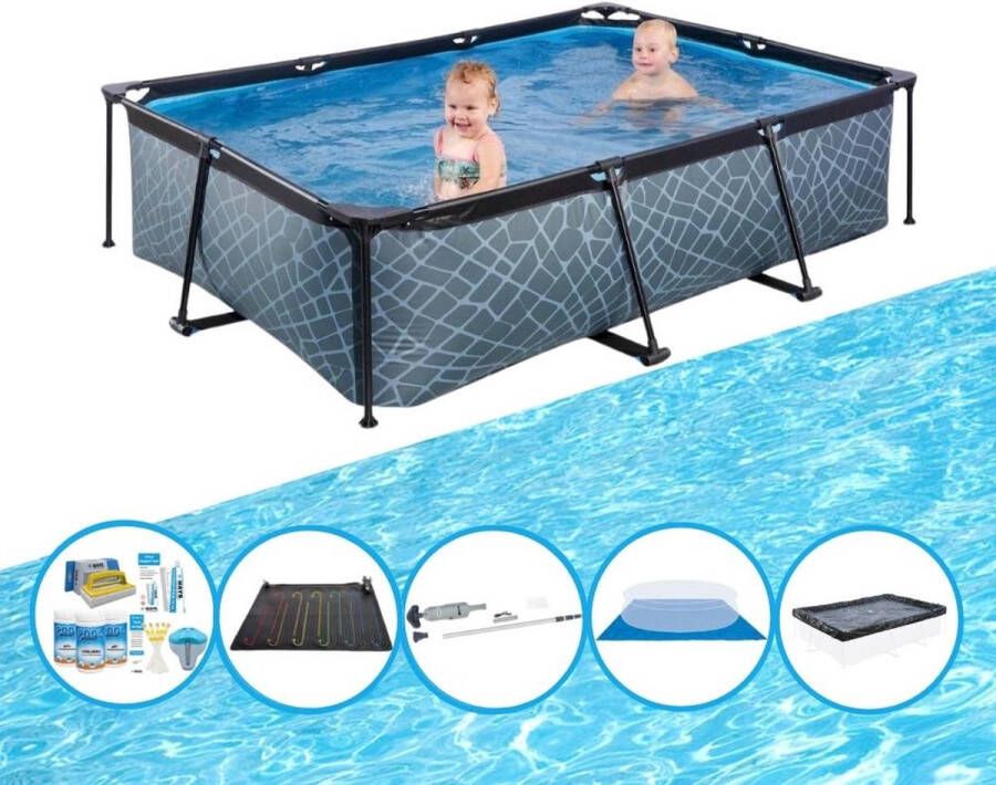 EXIT Toys Exit Zwembad Stone Grey Frame Pool 220x150x60 Cm Met Accessoires