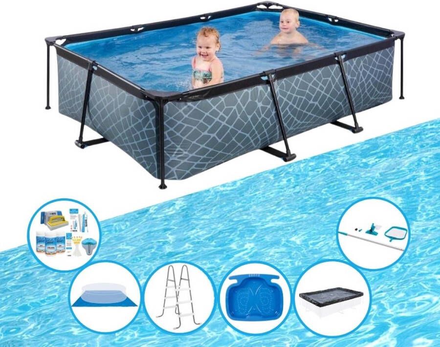 EXIT Toys Exit Zwembad Stone Grey Frame Pool 220x150x60 Cm Met Toebehoren