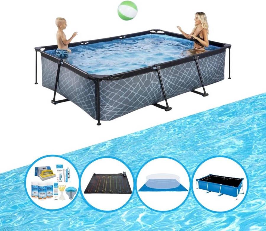 EXIT Toys Exit Zwembad Stone Grey Frame Pool 300x200x65 Cm Combi Deal
