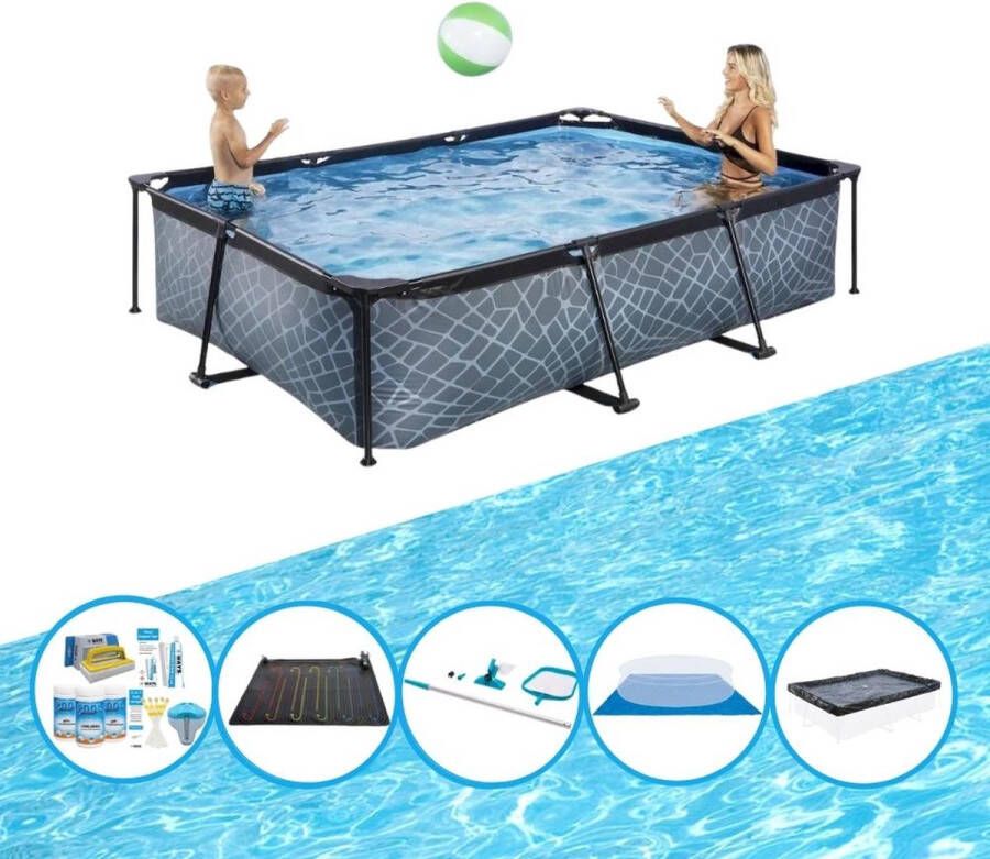 EXIT Toys Exit Zwembad Stone Grey Frame Pool 300x200x65 Cm Inclusief Accessoires