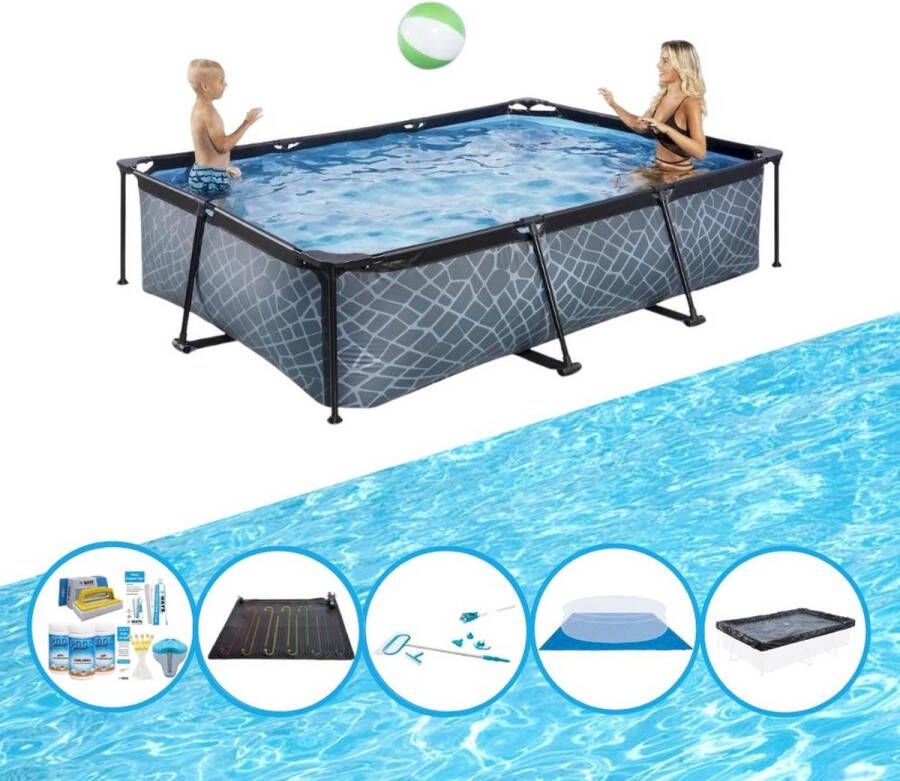 EXIT Toys Exit Zwembad Stone Grey Frame Pool 300x200x65 Cm Inclusief Bijbehorende Accessoires