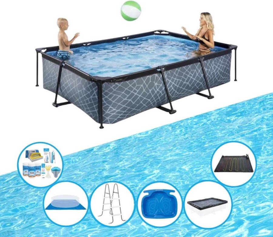 EXIT Toys Exit Zwembad Stone Grey Frame Pool 300x200x65 Cm Inclusief Toebehoren