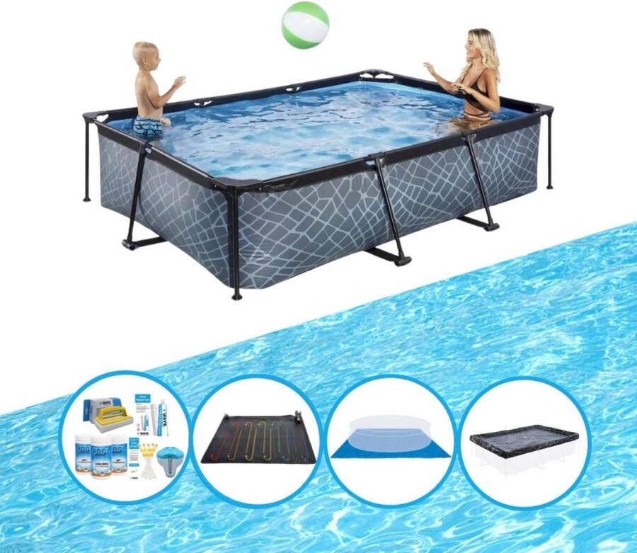 EXIT Toys Exit Zwembad Stone Grey Frame Pool 300x200x65 Cm Met Bijbehorende Accessoires