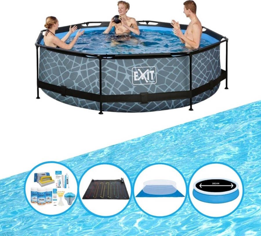 EXIT Toys Exit Zwembad Stone Grey Frame Pool ø300x76cm Combi Deal