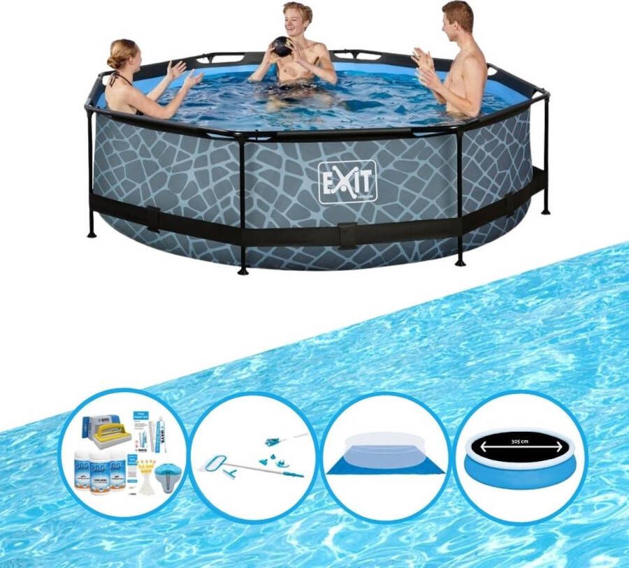 EXIT Toys Exit Zwembad Stone Grey Frame Pool ø300x76cm Plus Accessoires