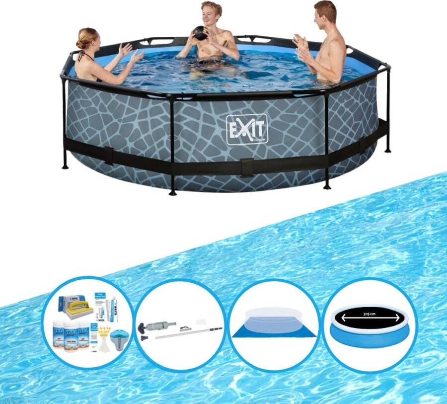 EXIT Toys Exit Zwembad Stone Grey Frame Pool ø300x76cm Plus Bijbehorende Accessoires