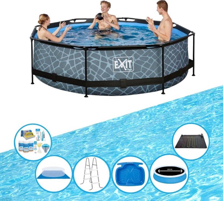 EXIT Toys Exit Zwembad Stone Grey Frame Pool ø300x76cm Plus Toebehoren