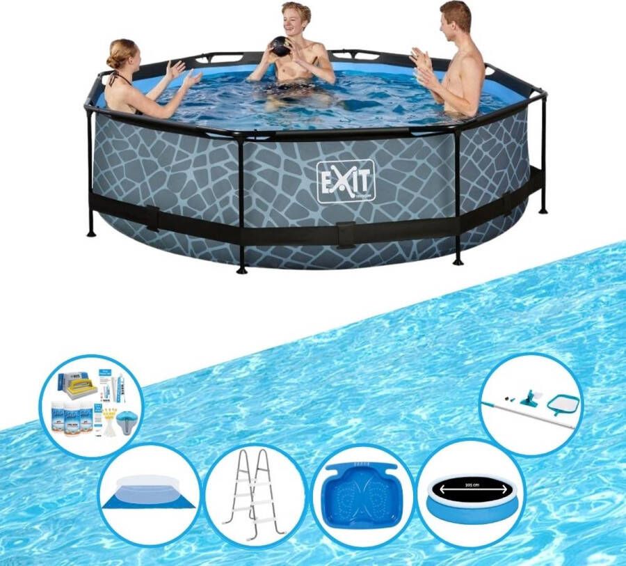 EXIT Toys Exit Zwembad Stone Grey Frame Pool ø300x76cm Super Set