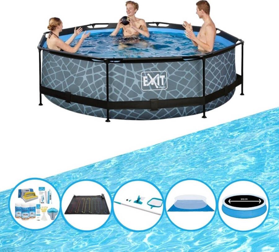 EXIT Toys Exit Zwembad Stone Grey Frame Pool ø300x76cm Zwembad Bundel