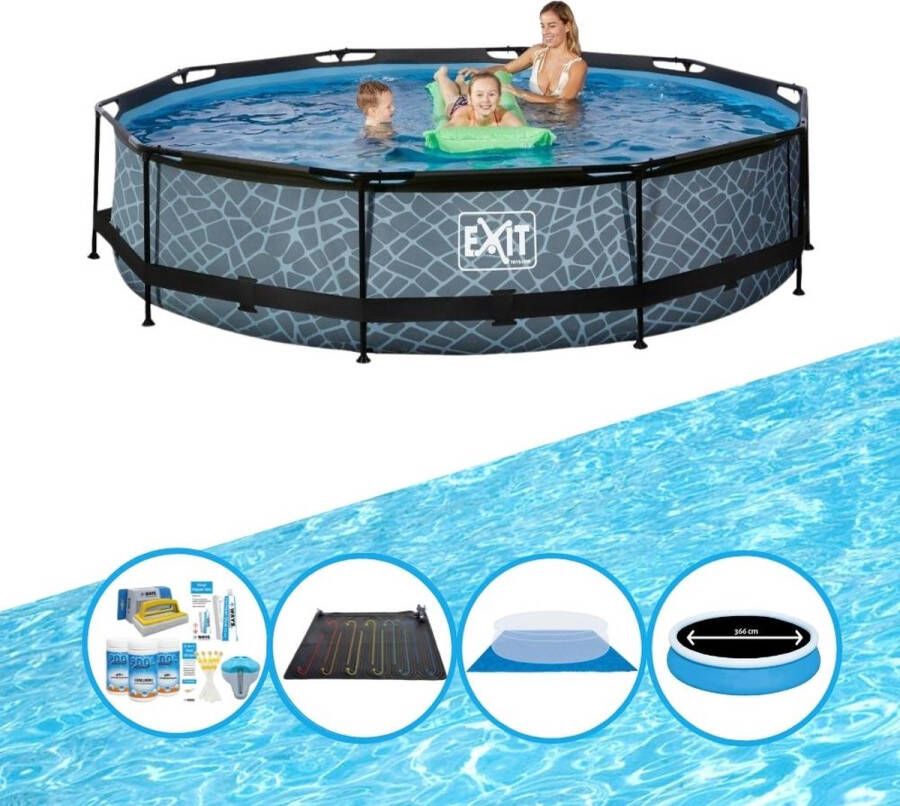 EXIT Toys Exit Zwembad Stone Grey Frame Pool ø360x76cm Combi Deal