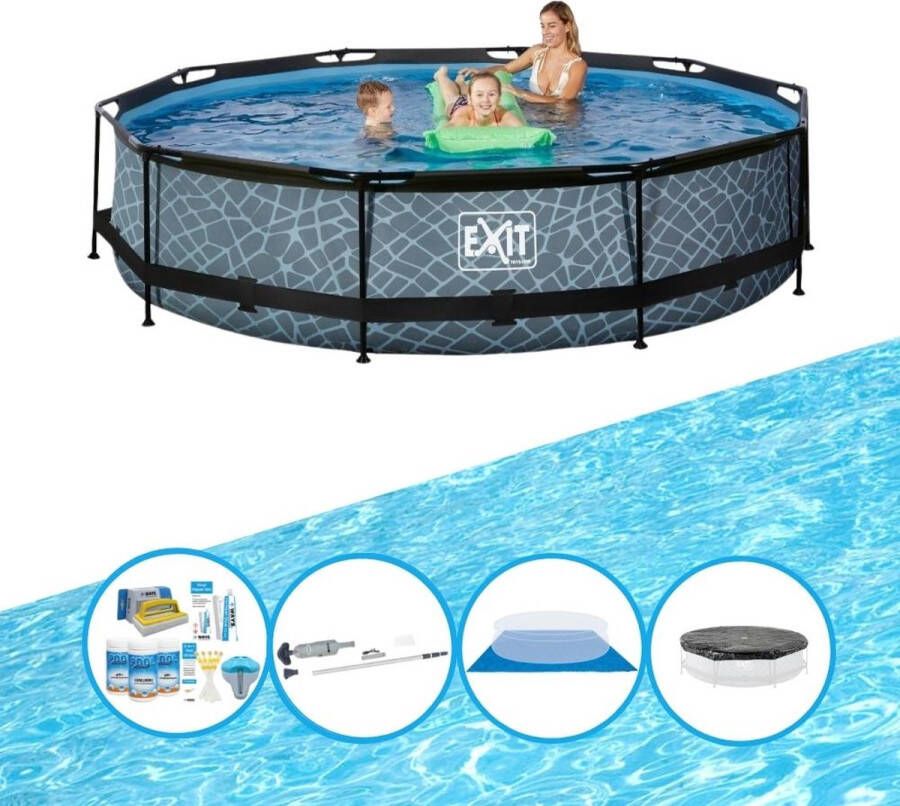 EXIT Toys Exit Zwembad Stone Grey Frame Pool ø360x76cm Complete Zwembadset