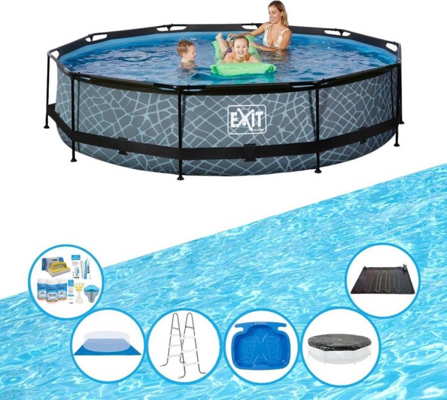 EXIT Toys Exit Zwembad Stone Grey Frame Pool ø360x76cm Inclusief Toebehoren