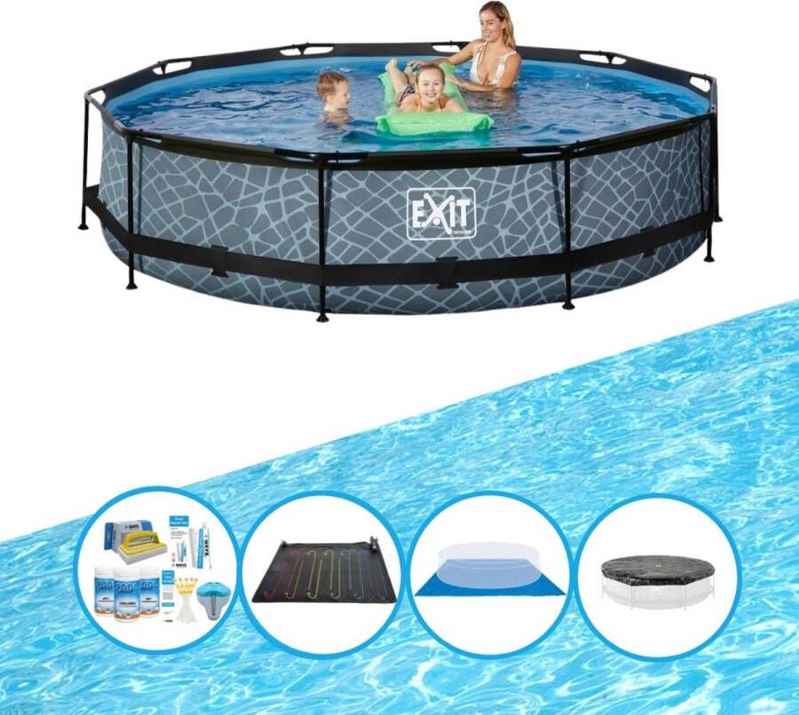 EXIT Toys Exit Zwembad Stone Grey Frame Pool ø360x76cm Met Bijbehorende Accessoires