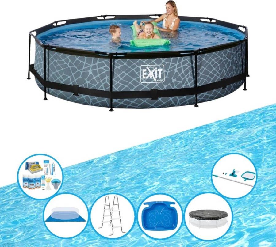 EXIT Toys Exit Zwembad Stone Grey Frame Pool ø360x76cm Met Toebehoren