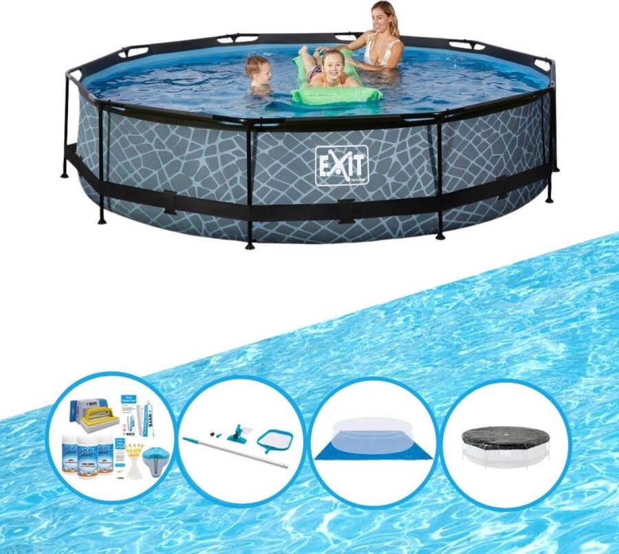 EXIT Toys Exit Zwembad Stone Grey Frame Pool ø360x76cm Zwembadpakket