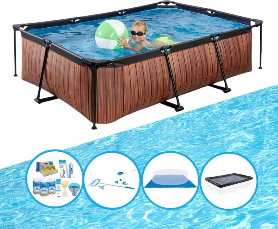 EXIT Toys Exit Zwembad Timber Style Frame Pool 220x150x60 Cm Compleet Zwembadpakket