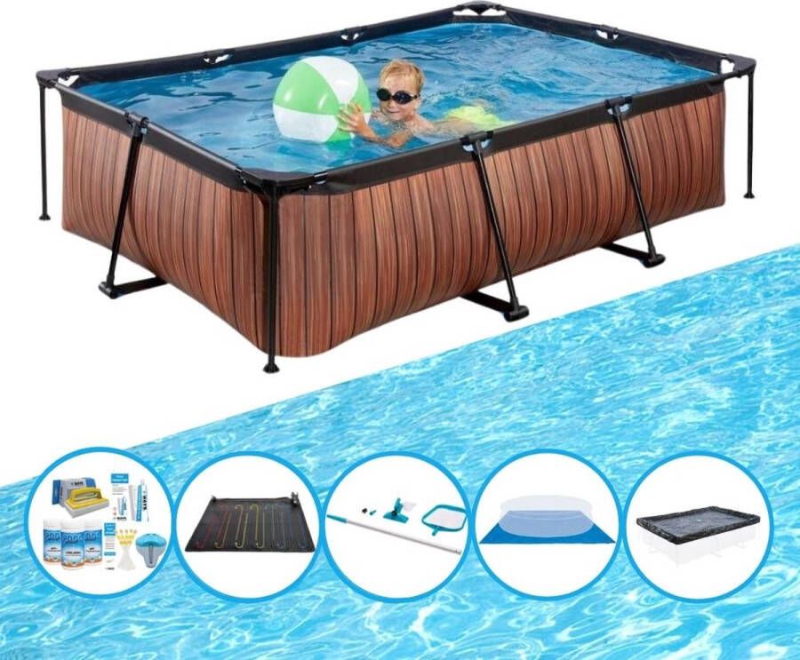 EXIT Toys Exit Zwembad Timber Style Frame Pool 220x150x60 Cm Inclusief Accessoires