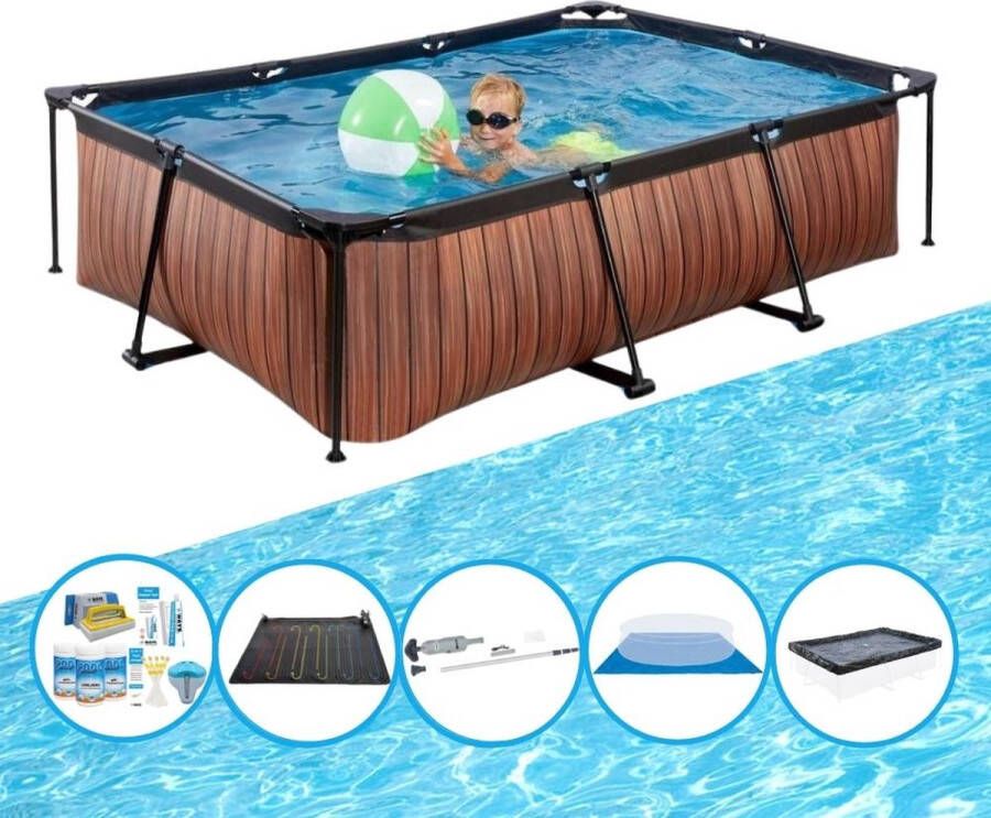 EXIT Toys Exit Zwembad Timber Style Frame Pool 220x150x60 Cm Met Accessoires